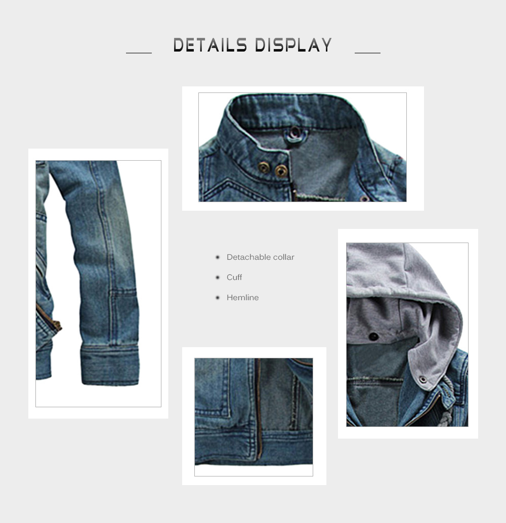 Trendy Hooded Long Sleeve Pocket Denim Men Jacket