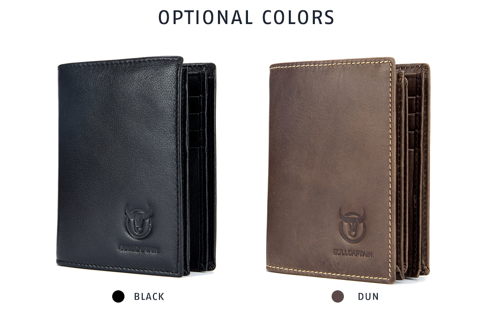 BULLCAPTAIN Minimalist Leather Bifold Wallet for Men