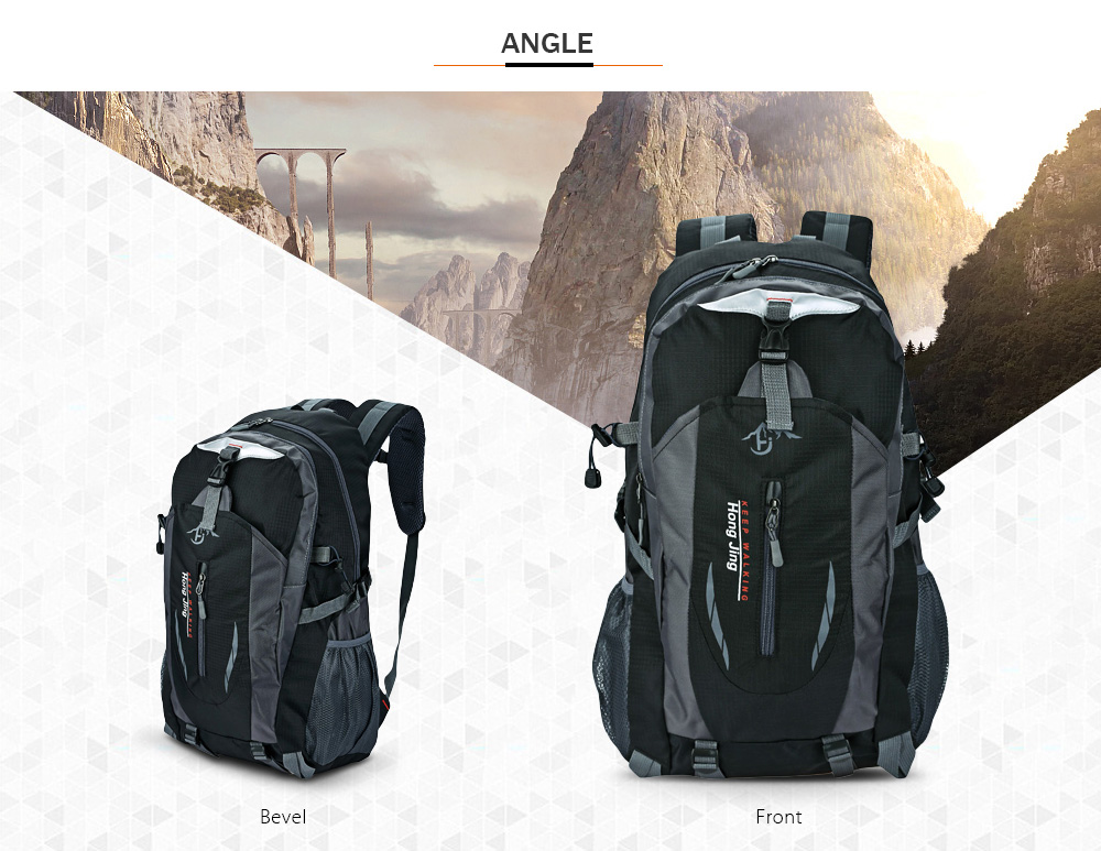 Guapabien Large Capacity Patchwork Ladder Lock Zipper S Shape Mesh Strap Outdoor Portable Backpack