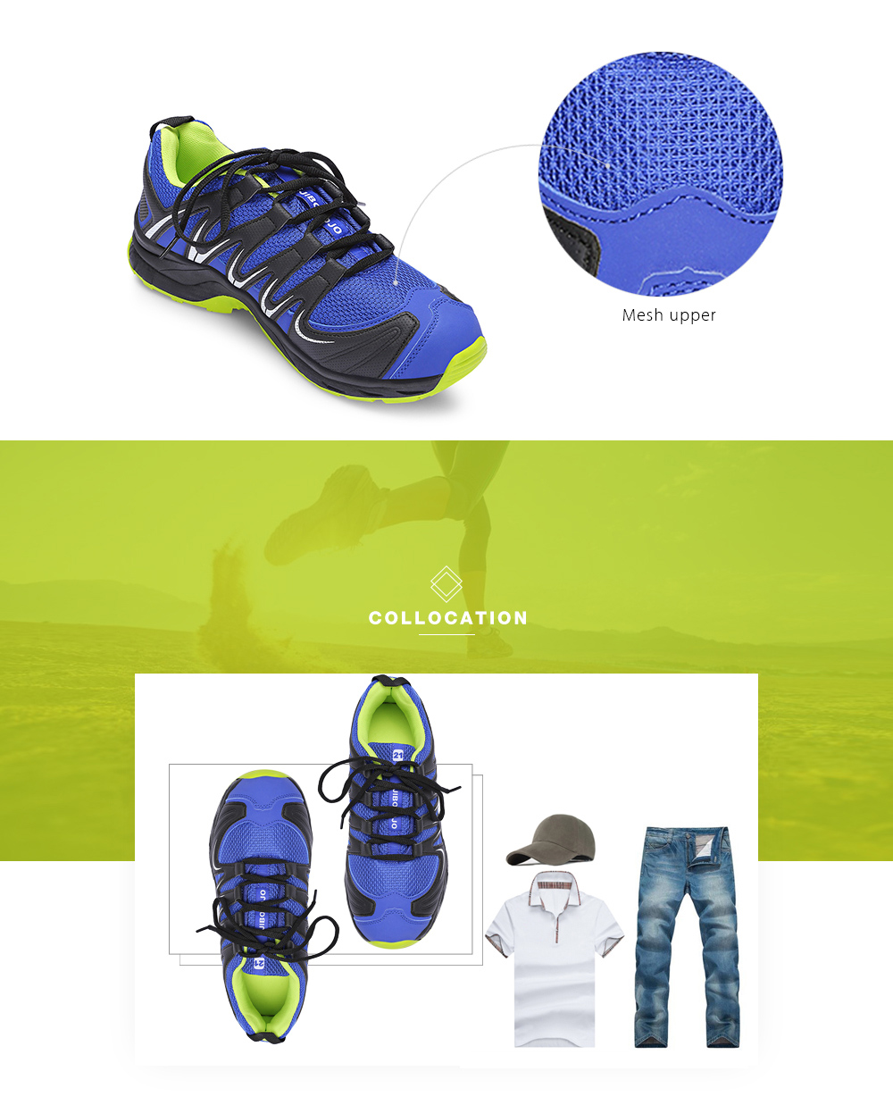 Casual Round Toe Lace-up Non-slip Mesh Outdoor Sneakers Men Running Shoes