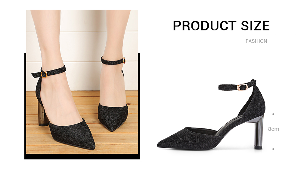 Trendy Pointed Toe Ankle Strap Chunky Heel Suede Women High-heeled Shoes