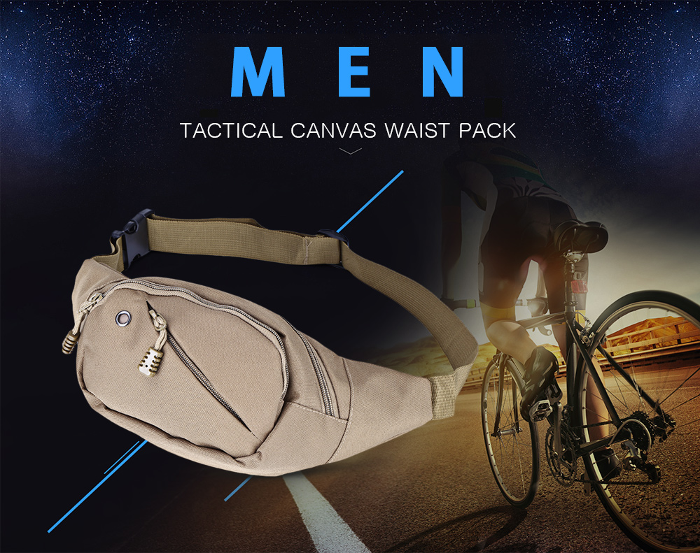 Men Tactical Canvas Waist Pack Single Shoulder Hip Belt Bag