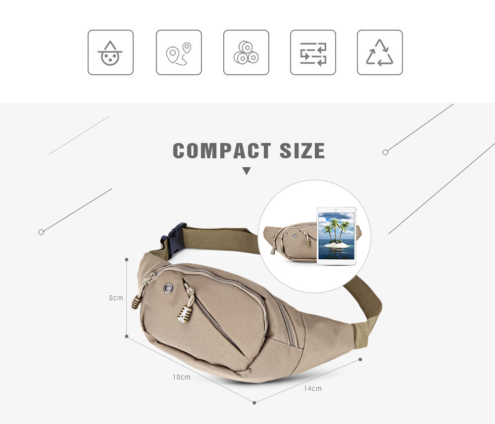 Men Tactical Canvas Waist Pack Single Shoulder Hip Belt Bag