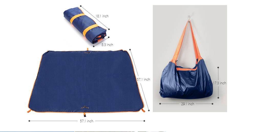 Guapabien Beach Picnic Water-resistant Sand-free Outdoor Blanket Portable Mat with 4 Stakes