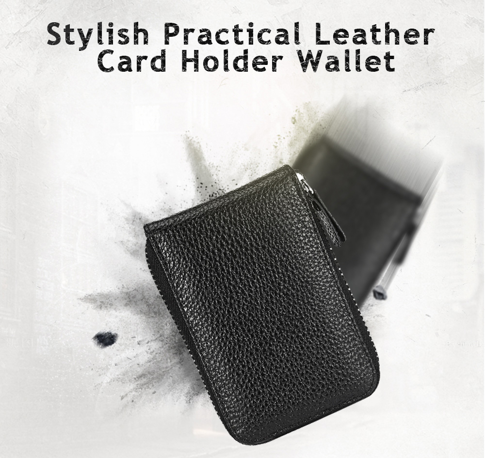 Classical Leather Man Wallet Card Holder with Zipper