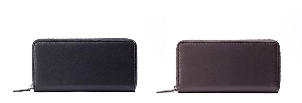 90fen Business Minimalist Zipper Around Leather Wallet for Men