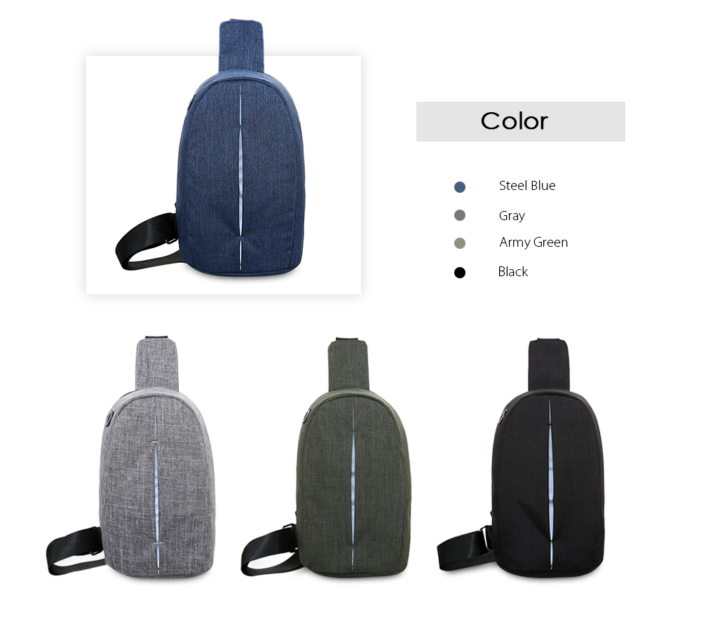 Canvas Casual Men Chest Pack Male Travel Crossbody Bag with Earphone Port