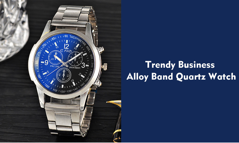 Trendy Business Alloy Band Quartz Watch for Men