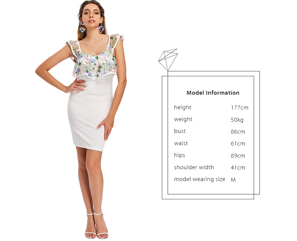 Floral Embroidery Flounce Bodycon Dress