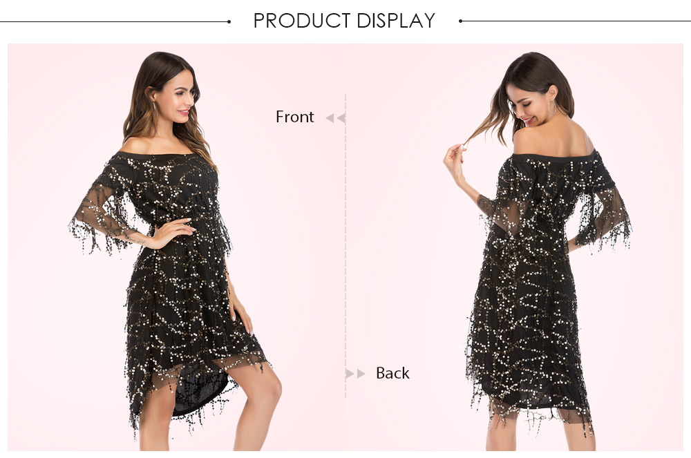 Off the Shoulder Sequin Strapless Solid Women Dress