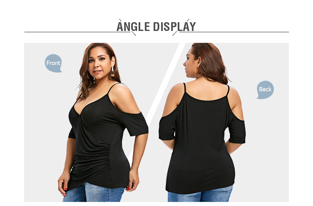 Plus Size Cross Front Asymmetric T-shirt