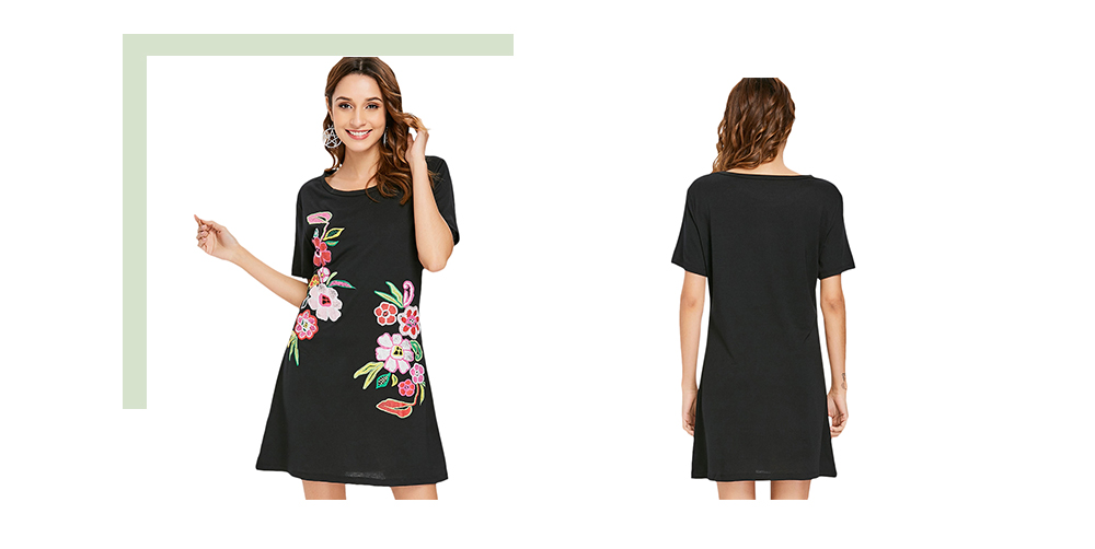 Floral Print Short Sleeve T-shirt Dress