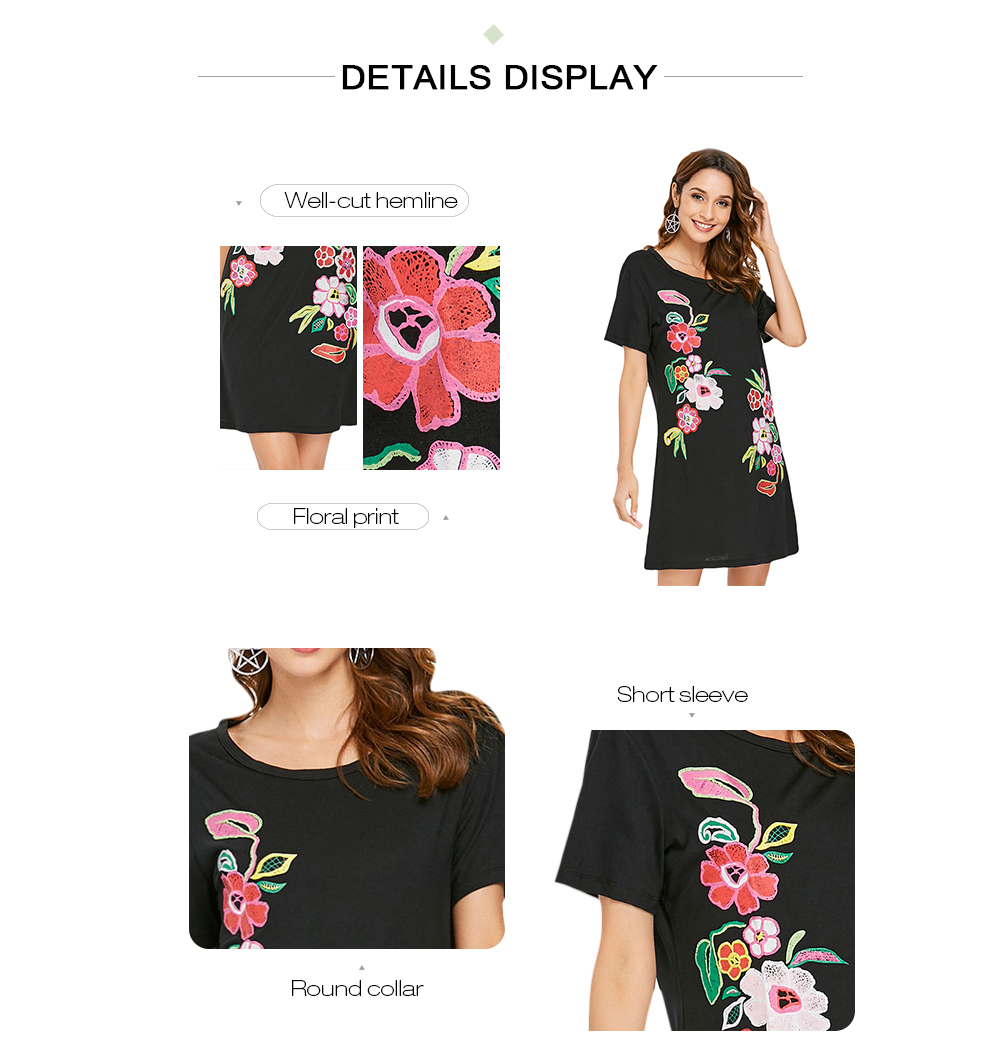 Floral Print Short Sleeve T-shirt Dress