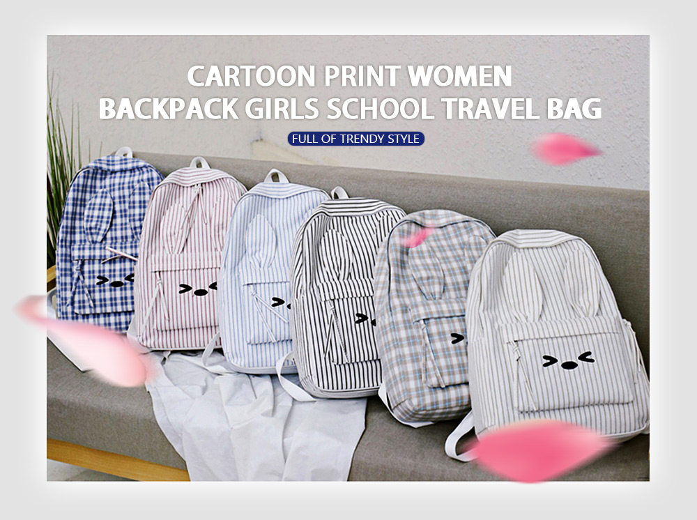 Casual Cartoon Print Women Backpack Girls School Travel Bag