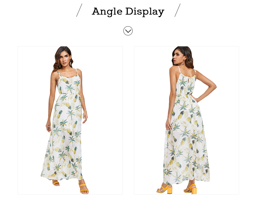 Chiffon Pineapple Print Maxi Dress