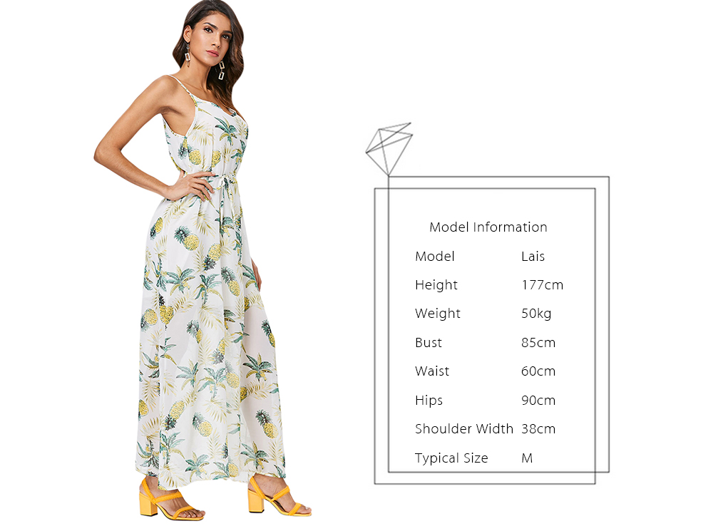 Chiffon Pineapple Print Maxi Dress