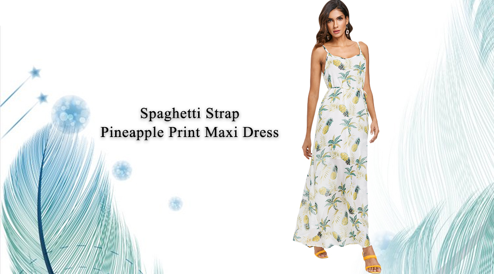 Chiffon Pineapple Print Maxi Dress