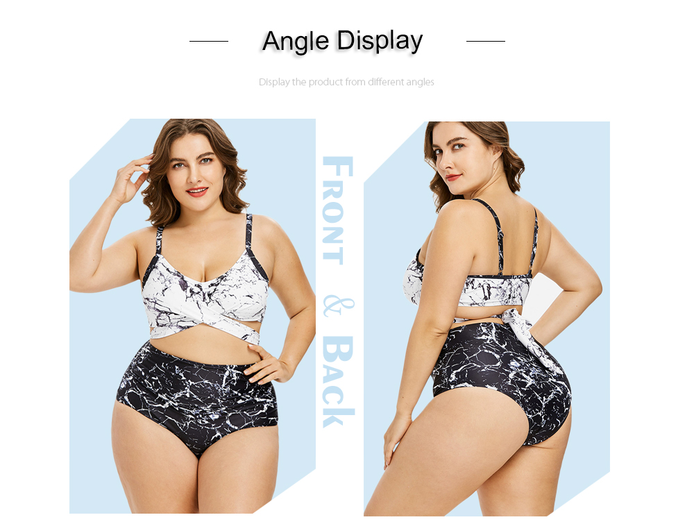 Plus Size Marble High Waisted Bikini Set