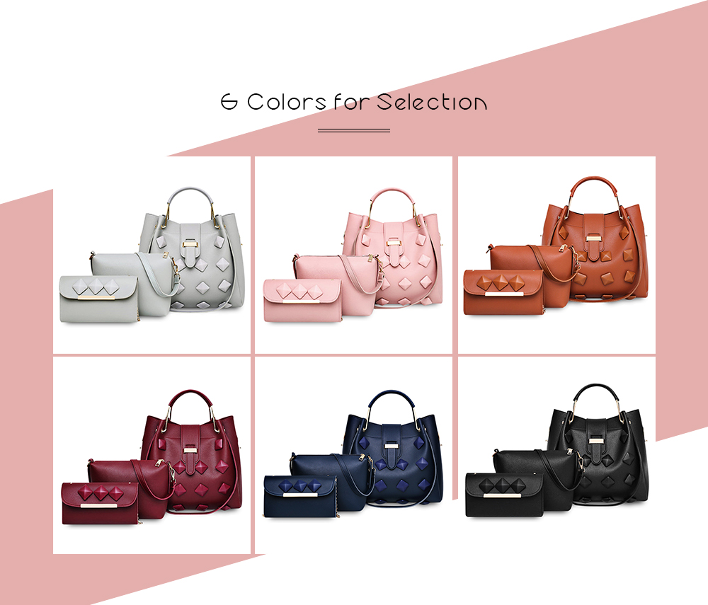 3pcs / Set Women Handbag PU Leather Female Shoulder Crossbody Bag