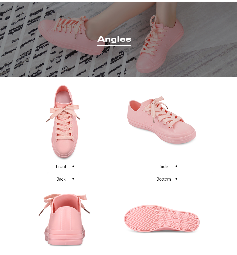 Casual Female Solid Lace-up Low Flat Sneaker Rain Boots Women Shoes