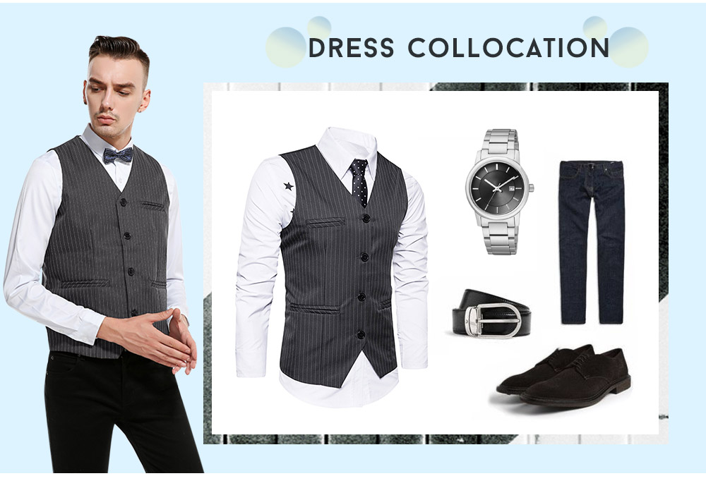 Men Business Suit Vest Slim Fit Button Sleeveless Skinny Wedding Waistcoat