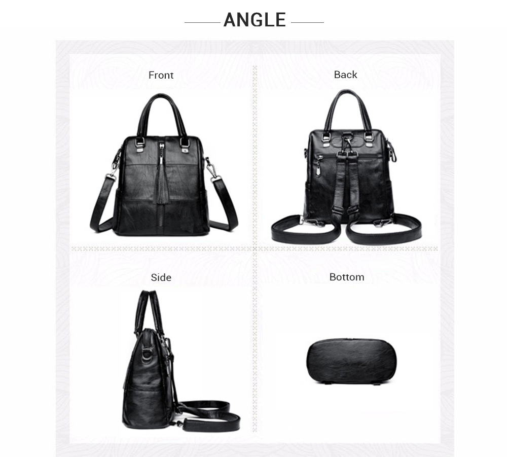PU Leather Handbag Women Tassel Female Shoulder Tote Top-handle Bag Ladies Backpack