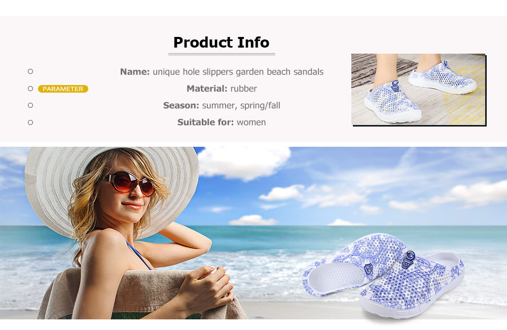 Women Hollow Slip-on Hole Slippers Garden Beach Shoes Outdoor / Indoor Sandals