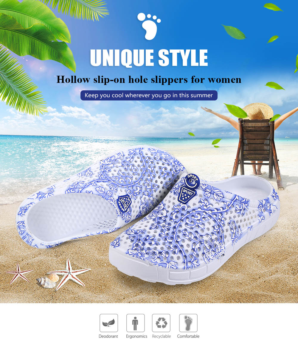 Women Hollow Slip-on Hole Slippers Garden Beach Shoes Outdoor / Indoor Sandals