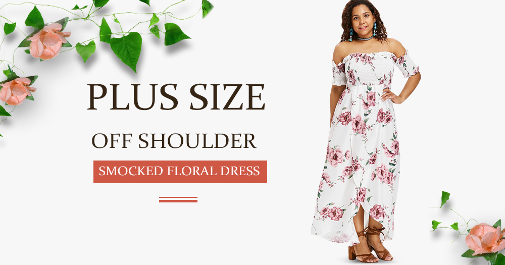 Plus Size Flower Empire Waist Dress