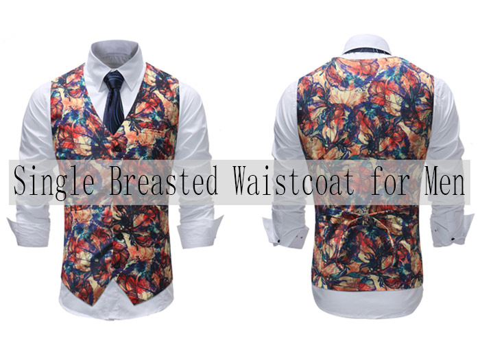 Paint Flower V Neck Single Breasted Waistcoat