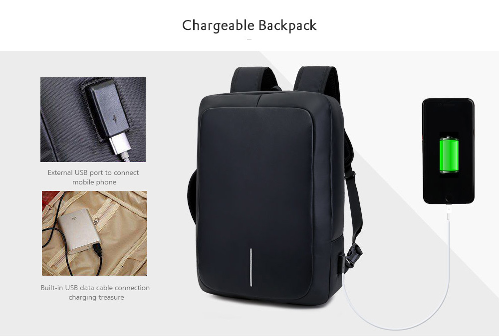 Business Backpack 17 inch Laptop Anti-theft Bag with USB Charging Port