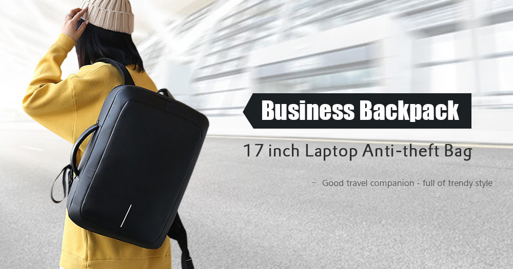 Business Backpack 17 inch Laptop Anti-theft Bag with USB Charging Port