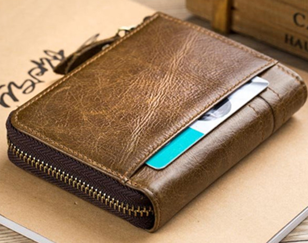 Stylish Retro Zipper Around Leather Wallet for Men