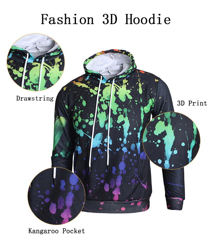 3D Paint Splash Drawstring Hoodie