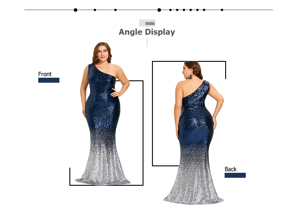 One Shoulder Sleeveless Sequined Bodycon Plus Size Women Mermaid Dress