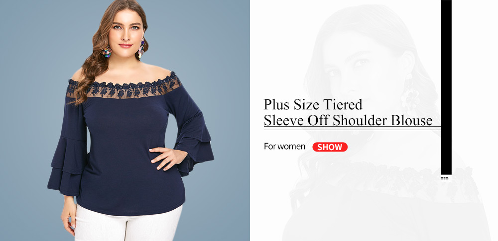 Plus Size Long Layered Bell Sleeve Blouse