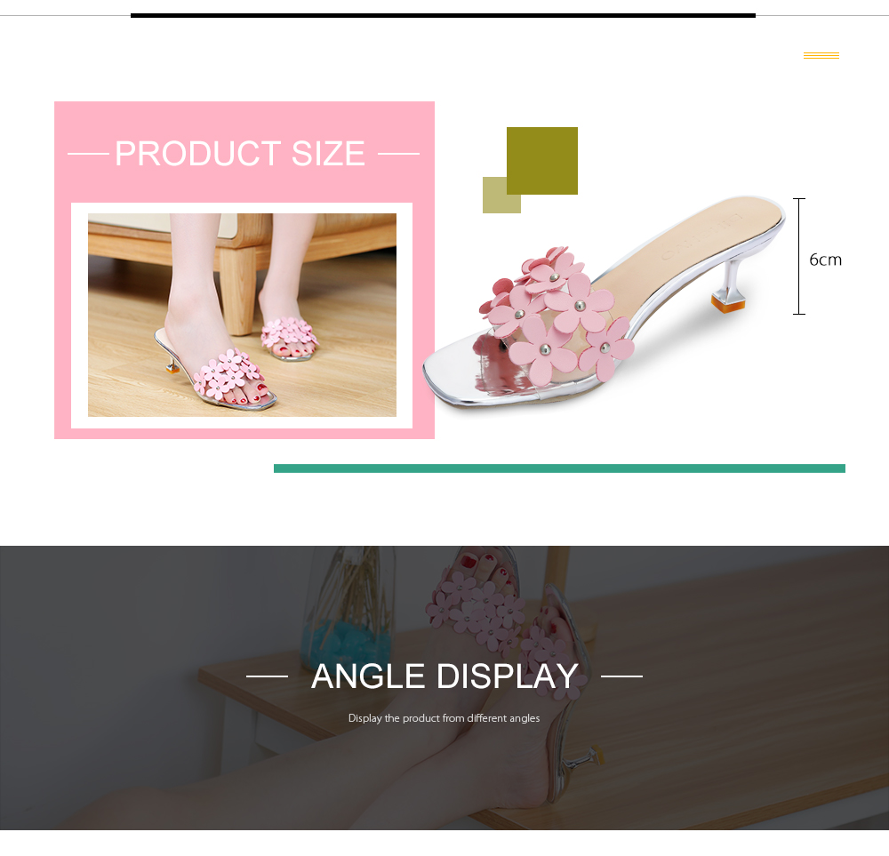 Open Toe Flower Stiletto Heel Sandals Women Slippers