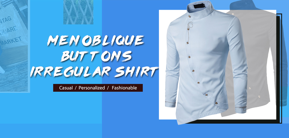 Men's Youth Trade Personality Oblique Irregular Multi-Color High-Grade Shirt
