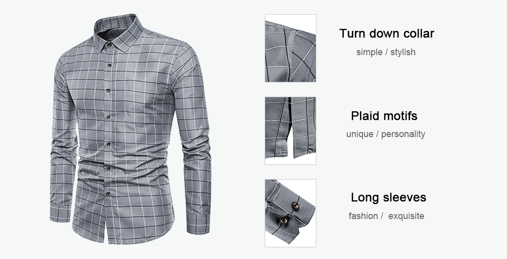 Plaid Print Button Up Long Sleeves Shirt