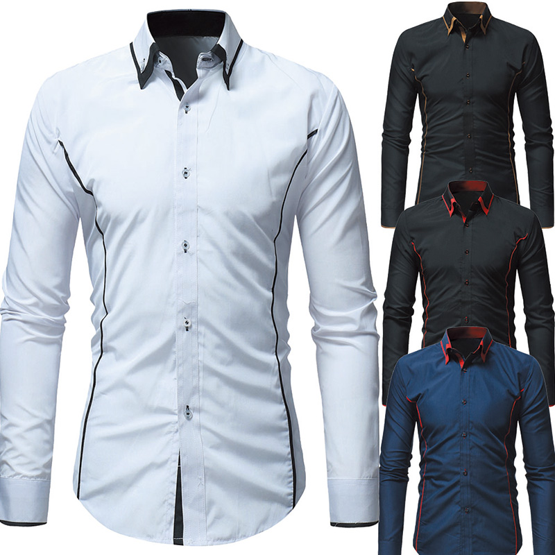 Color Block Seam Detail Button Down Slim Fit Shirt