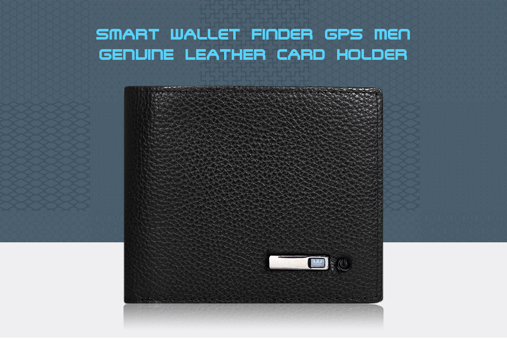 SMARTLB Wallet Finder Smart Tracker GPS Men Genuine Leather Rechargeable Card Holder