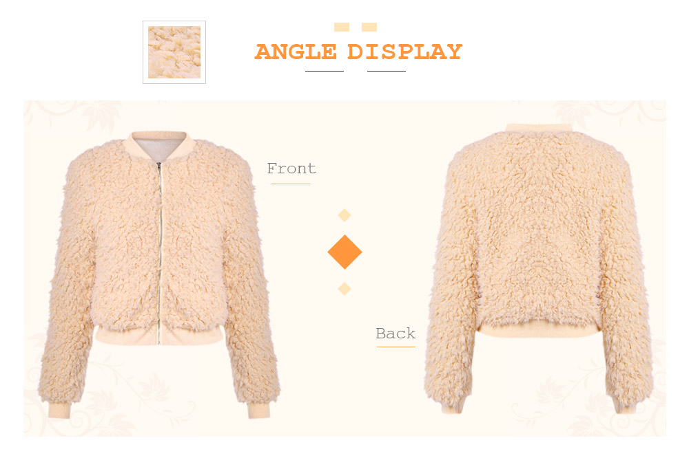 Stand Collar Long Sleeve Spliced Faux Fur Coat Women Short Jacket