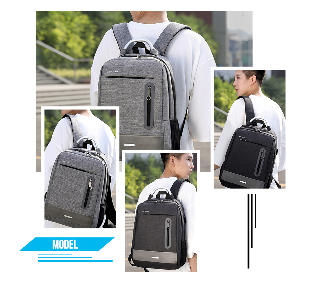 USB Charging Earphone Hole Laptop Backpack Canvas Large Capacity Men Travel Bag