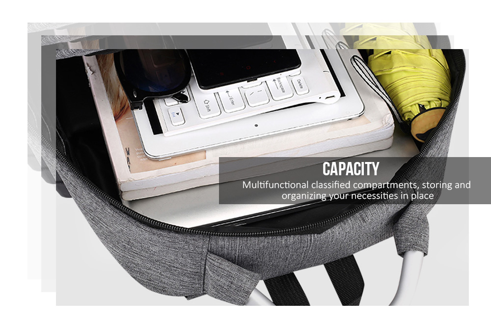 USB Charging Earphone Hole Laptop Backpack Canvas Large Capacity Men Travel Bag