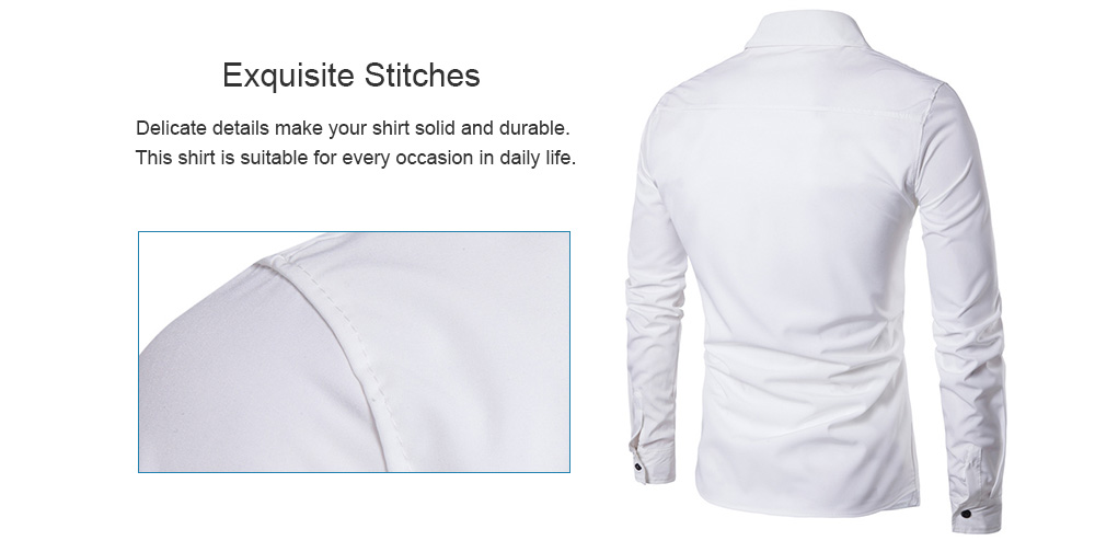 Trendy Business Solid Color Long Sleeve Shirt for Men