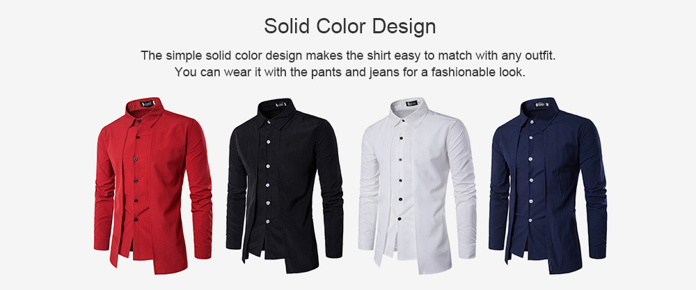 Trendy Business Solid Color Long Sleeve Shirt for Men