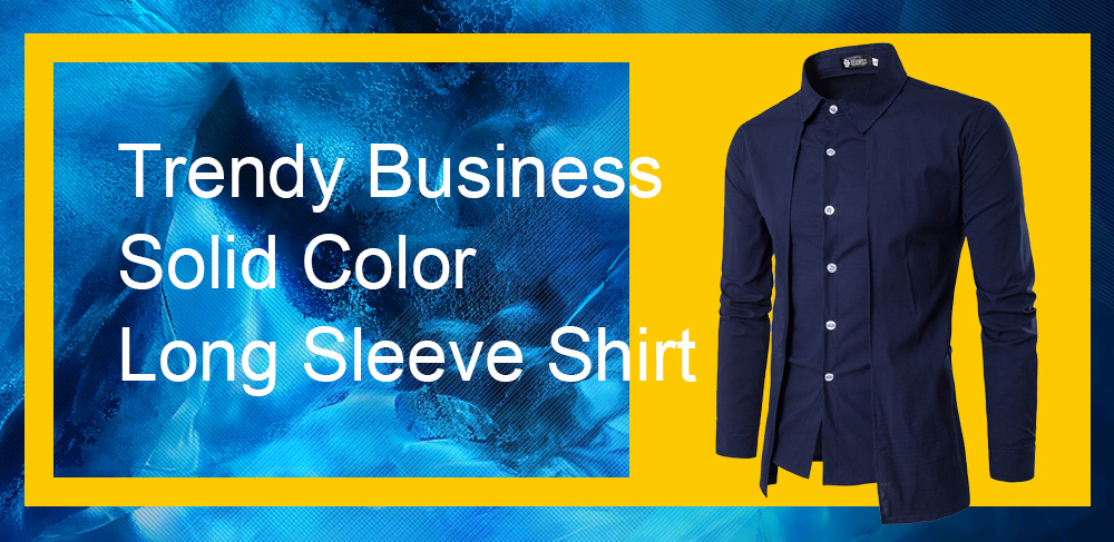 Trendy Business Solid Color Long Sleeve Shirt for Men