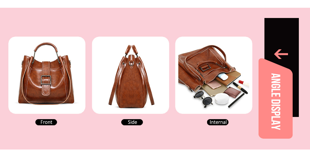 Guapabien 3PCS Fashion Classic Ladies PU Handbag Bucket Shoulder Bag