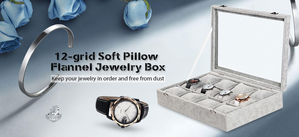 12-grid Ice Velvet Pillow Jewelry Storage Box High-grade Flannel Watch Box 12-grid Ice Velvet Pillow Jewelry Storage Box High-grade Flannel Watch Box