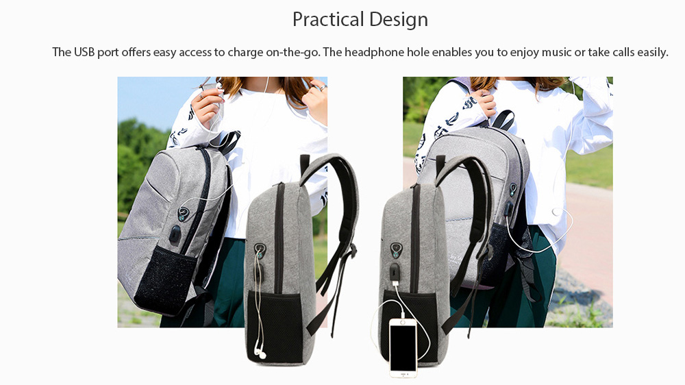 Leisure Business Solid Color Laptop Backpack + Shoulder Bag